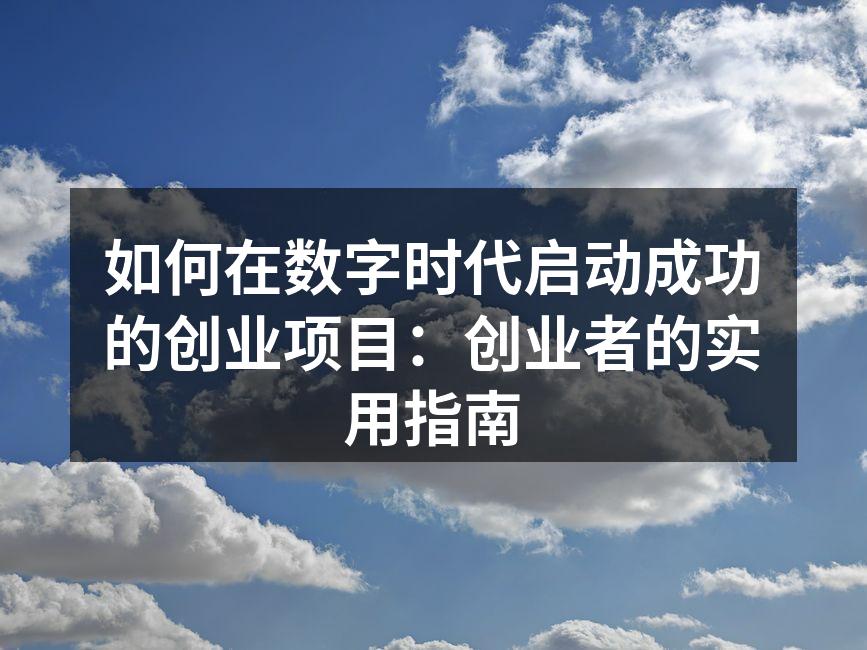 如何在数字时代启动成功的创业项目：创业者的实用指南